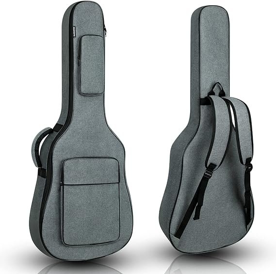 Bolsa de Guitarra Acústica para 39, 40, 41 Pulgadas, Acolchada y Impermeable en Gris