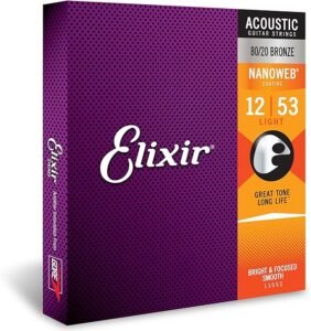 Cuerdas Guitarra Acústica – Elixir 11052) Nanoweb Luz (Juego completo)