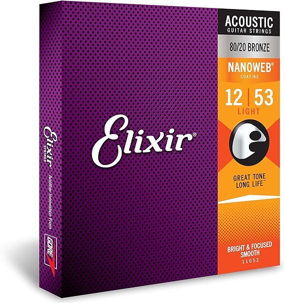 Cuerdas Guitarra Acústica – Elixir 11052) Nanoweb Luz (Juego completo)