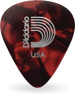 D'Addario - Púas para Guitarra de Celuloide en Color Rojo - Paquete de 25: Sensación Natural y Tono Cálido