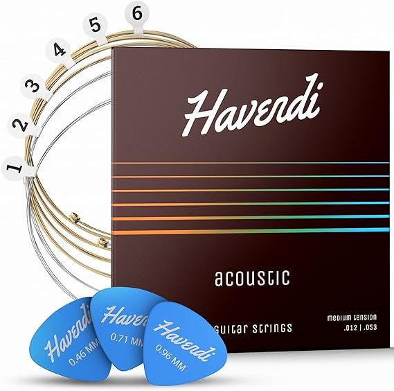 HAVENDI® Cuerdas de acero de calidad Sonido brillante para guitarra acústica revestida con bronce fósforo