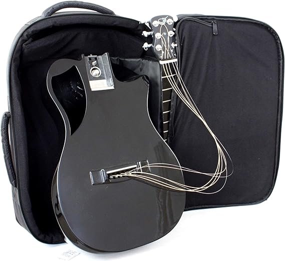 Journey Instruments OF660 - Guitarra acústica de viaje de fibra de carbono, con sistema plegable patentado y funda portátil tipo mochila (negro brillante)